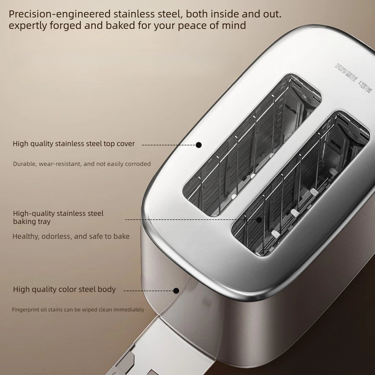 37mm Wide Slot Stainless Steel 2 Slice Toaster with Warming Rack Adjustable Browning Pop Up Breakfast Bread Toaster 토스터기