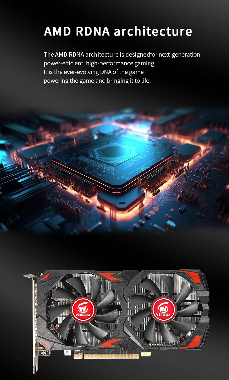 Veineda Graphics Cards RX 580 8GB 2048SP Placa De Video Gaming  GDDR5 256Bit PCI Express 3.0 ×16 GPU rx580 8g