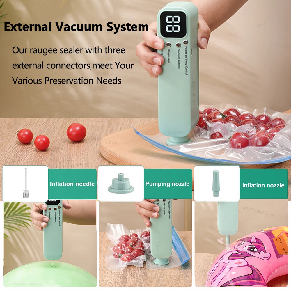 Vacuum Sealer Handheld Food Packaging Sealing Machine Home Wireless Vacuum Sealer Pump With Reusable Zipper Vacuum Bags