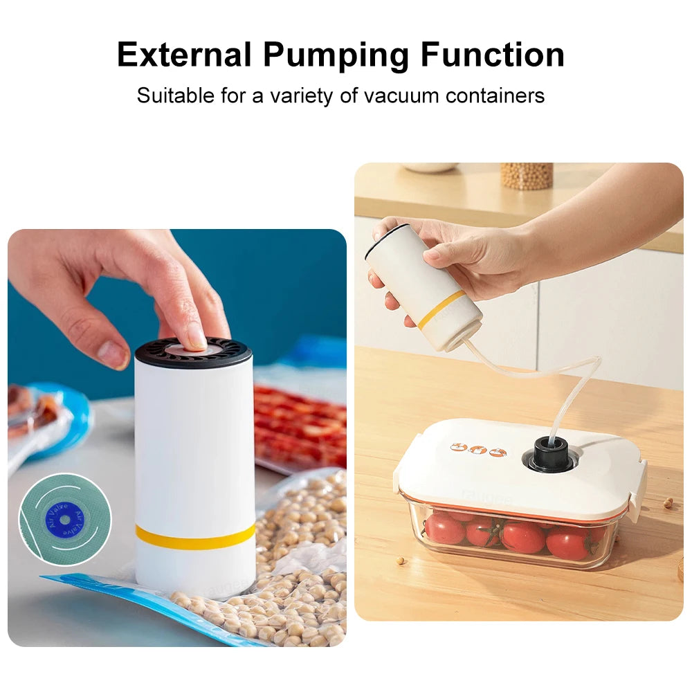 Air Vacuum Pump Automatic Food Sealing Air Pump USB Rechargeable Sealer Pump For Food Handheld Dry/wet Food Sealer Pump