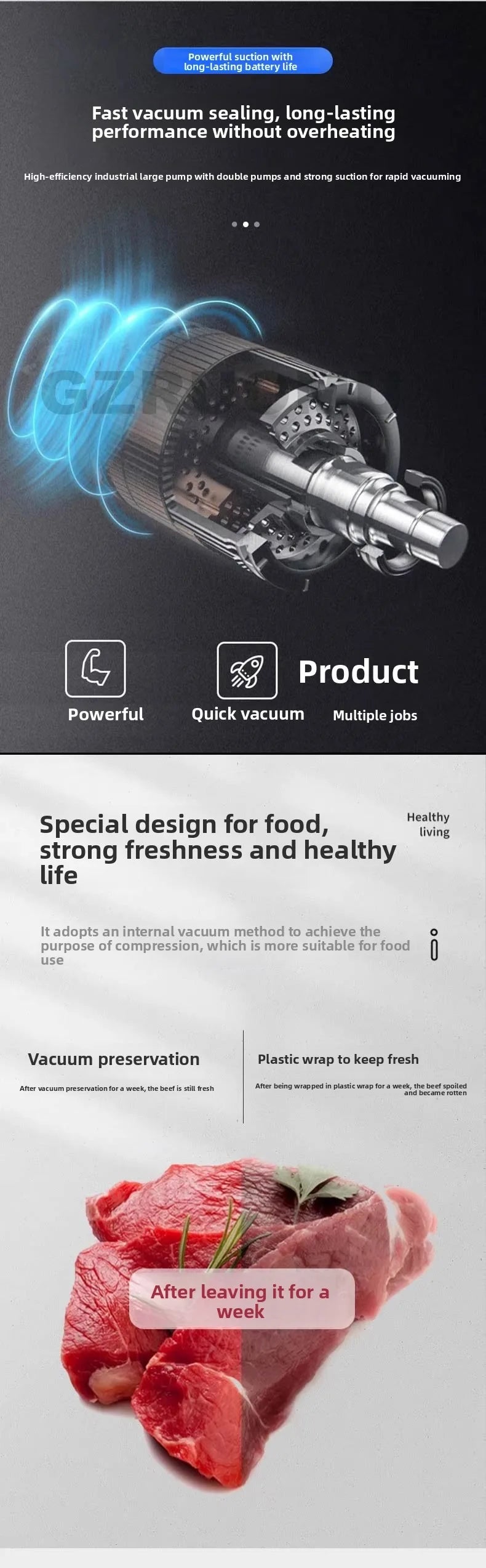 Commercial Wet and Dry Food Vacuum Sealer Packaging Machine135W Vacuum Packing Machine Fresh-keeping Plastic Sealing Machine