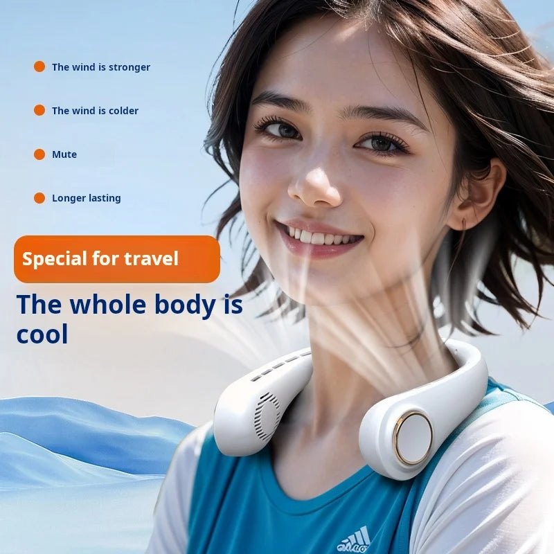 H9 Portable Neck Fan Essential for Home Travel Life Lazy Person's Hanging Neck Fan Compact Personal Cooling Device