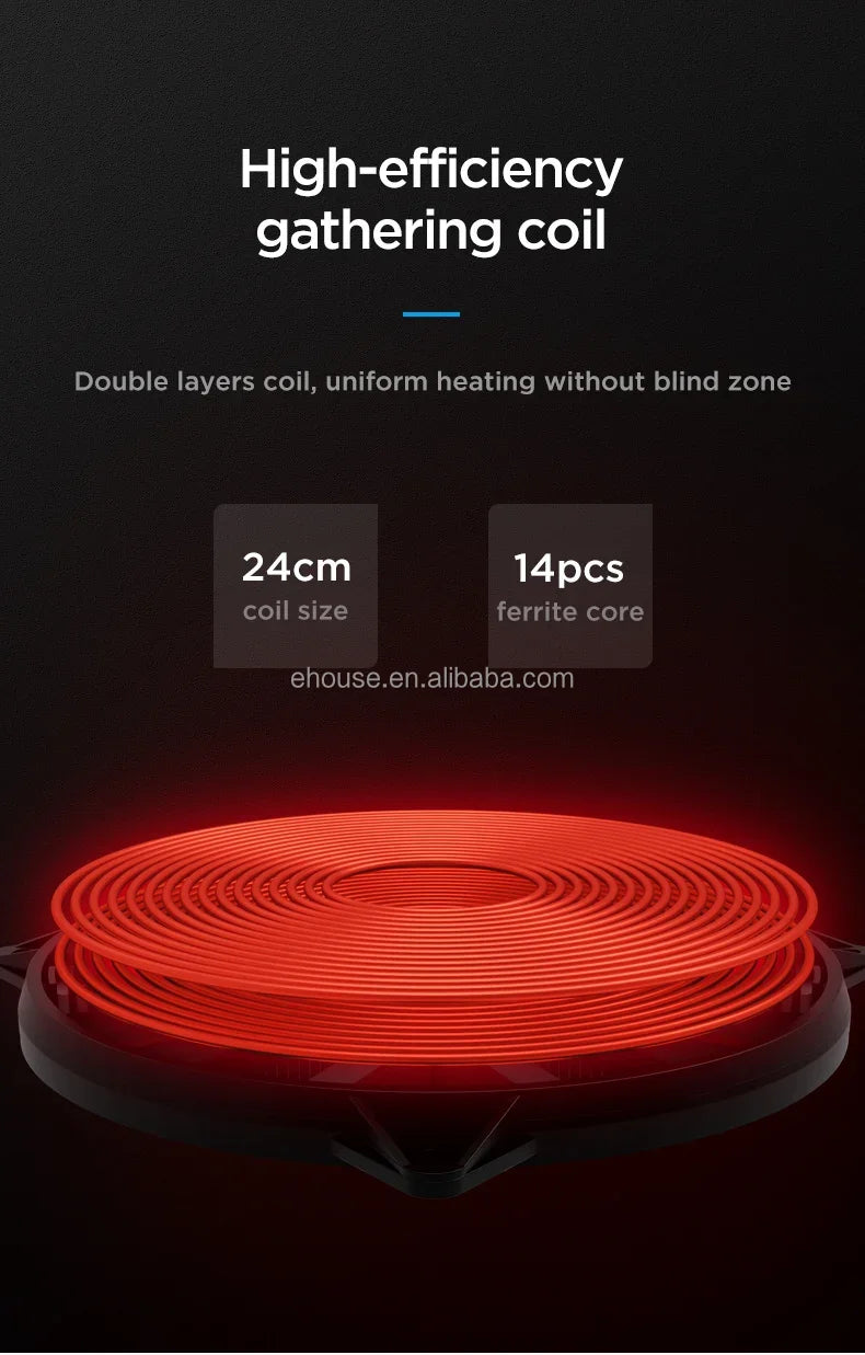 3500W Concave Flat Commercial Electric Induction Cooker Portable Stainless Steel Large High Power Restaurant Cooktop Hob