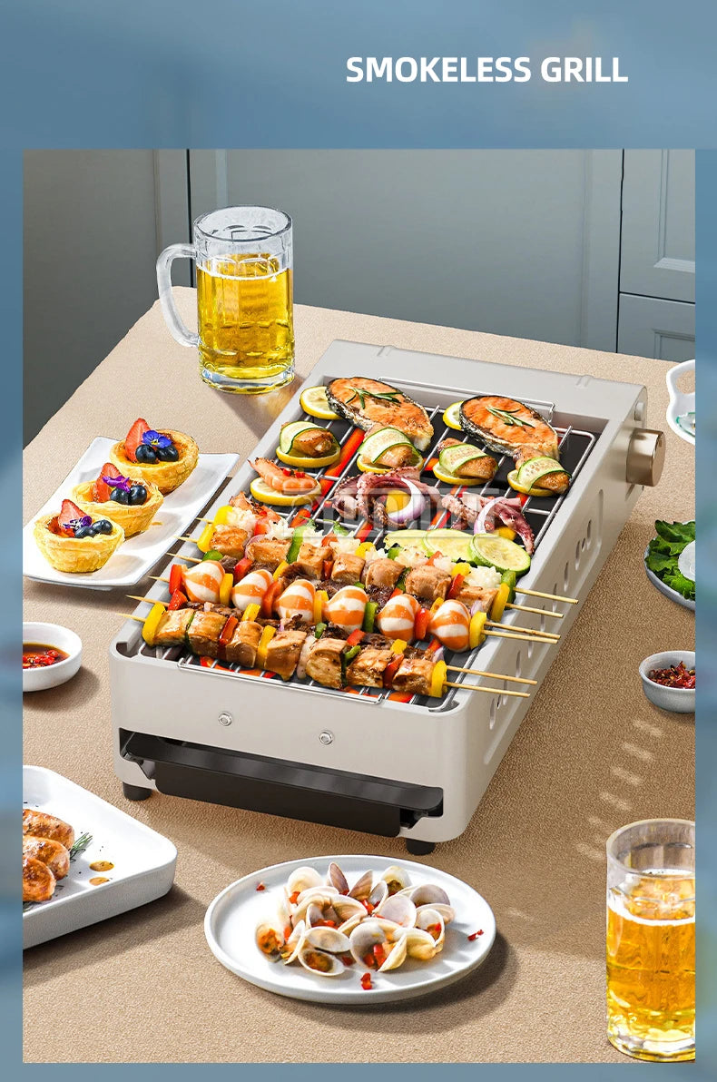 Multifunction 3-in-1 Grill Pan Household Electric Barbecue Machine Smokeless Electric Hot Pot Split Cooking Pot Parrillas