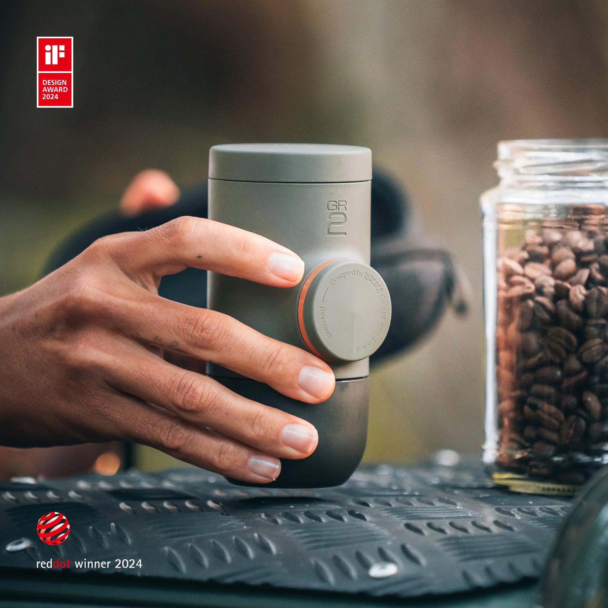 WACACO Minipresso GR2, No Electricity, Espresso Machine for Outdoor Compatible Ground Coffee, Portable Coffee Maker,
