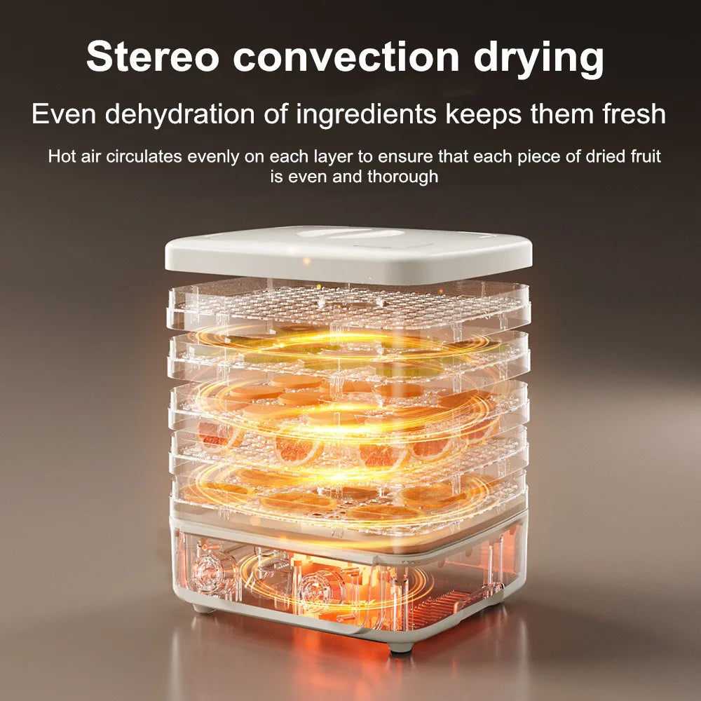 5-Tier Food Dehydrator, BPA-Free Plastic, 160W Drying Power, 30-70℃ Adjustable Temperature, 72H Timer, for Fruits/Herbs/Jerky,