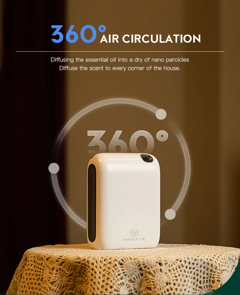 NAMSTE Bluetooth Battery Aroma Diffuser Essential Oil Aromatic Fragrant Device Aromatic Scent Diffuser Air Freshener Cover 300m³