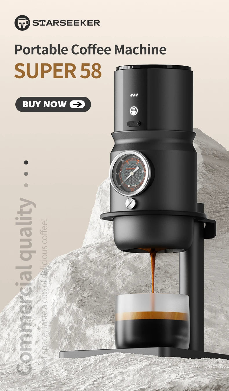 STARSEEKER Super58 Portable Electric Espresso Machine Travel Coffee Maker For Camping Car Coffee Maker With USB-C Bracket Tamper