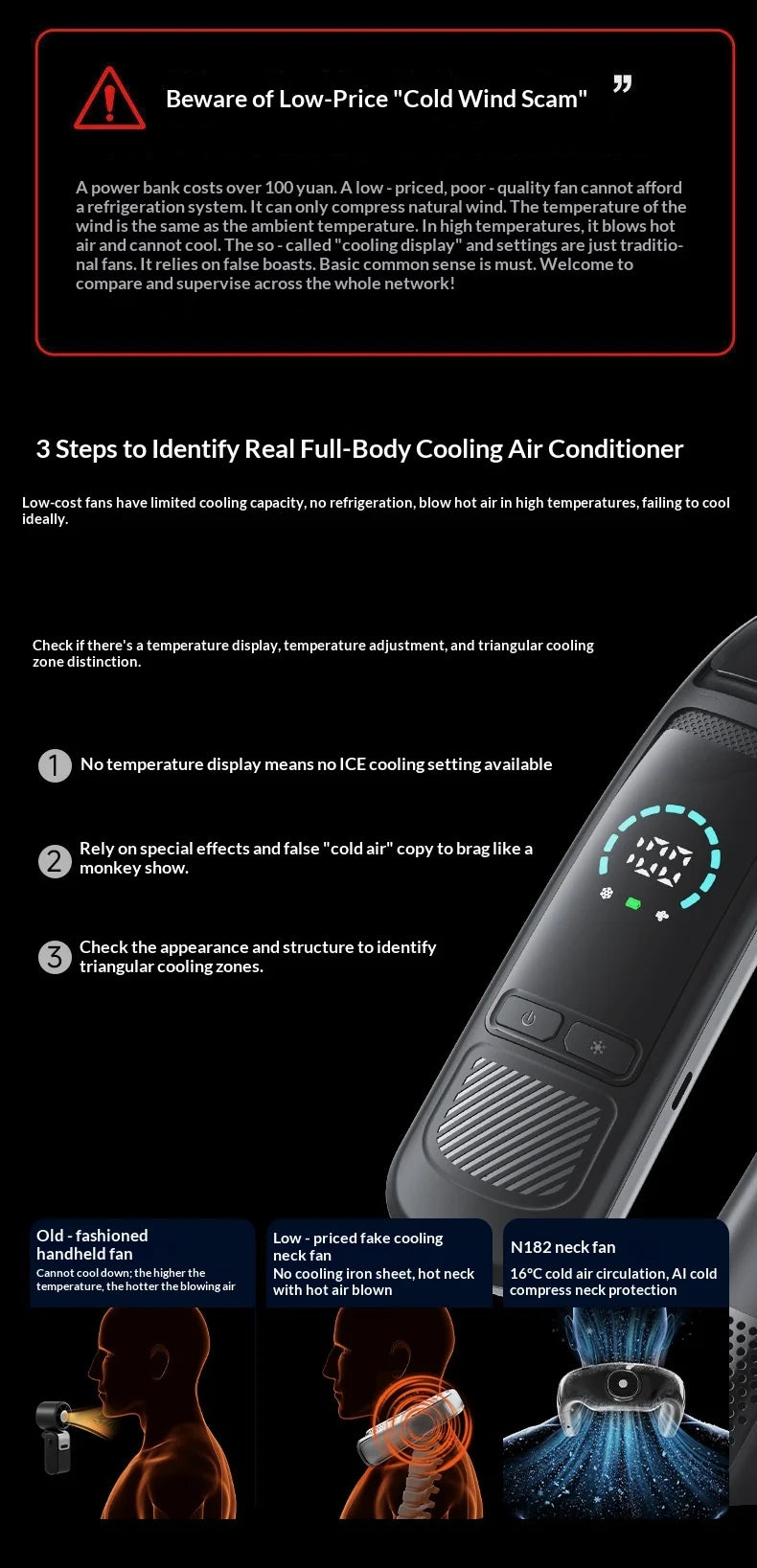 Neck Fan Bladeless Semiconductor Cooling Usb Rechargeable Portable Neck Air Conditioner With Led Display For Outdoor Sports