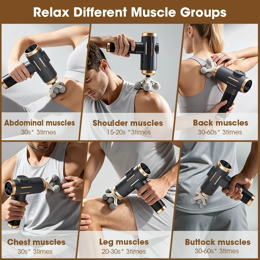 11-IN-1 Electric Massage Gun 99 Level Powerful Fascia Gun High-Frequency Vibration Body Massage Gun USB Rechargeable