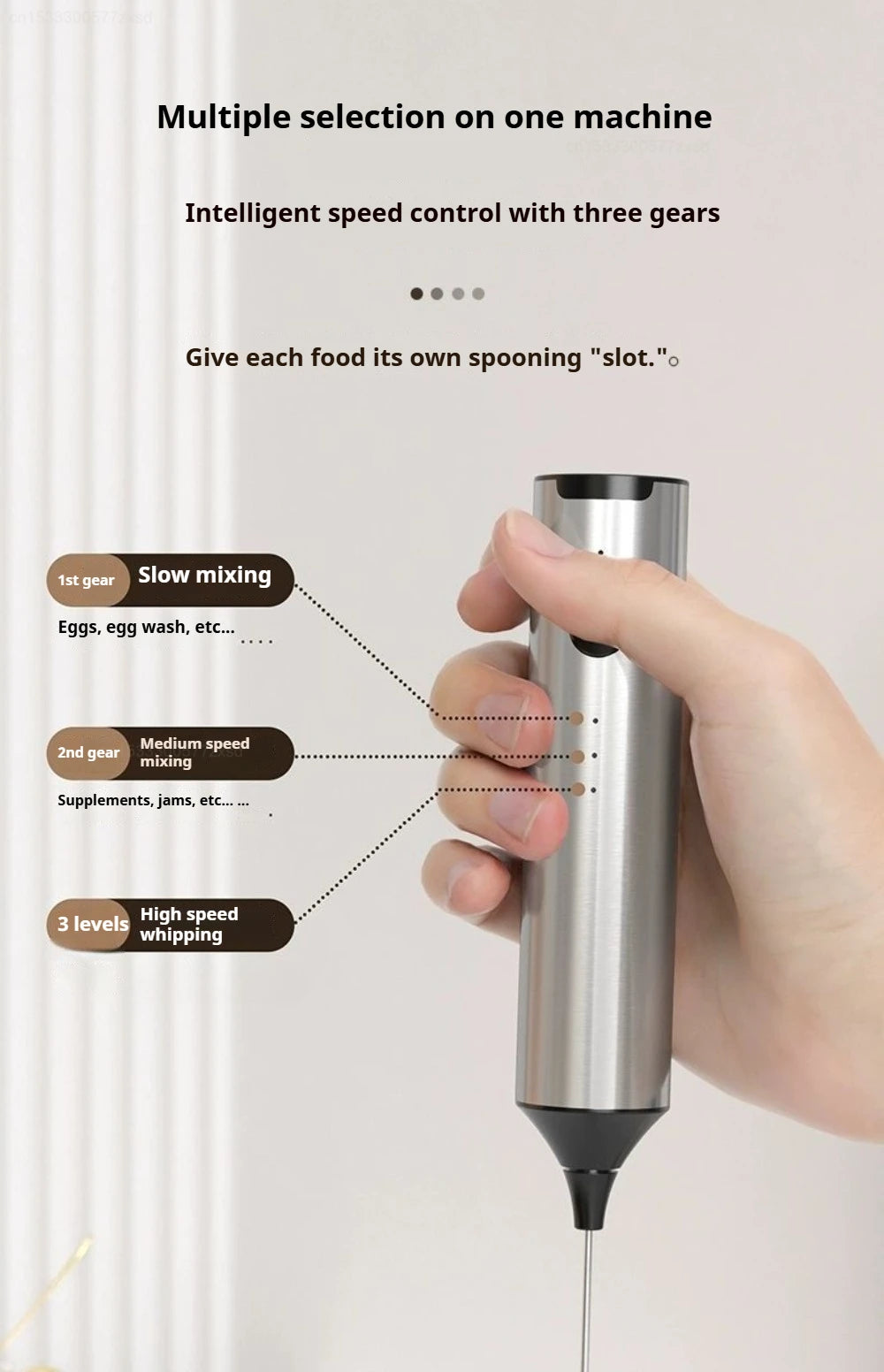 New Electric Milk Frother Household 3 Speeds Rechargeable Coffee Blender Covered Storage for Milk Drink Coffee Cooking Tool