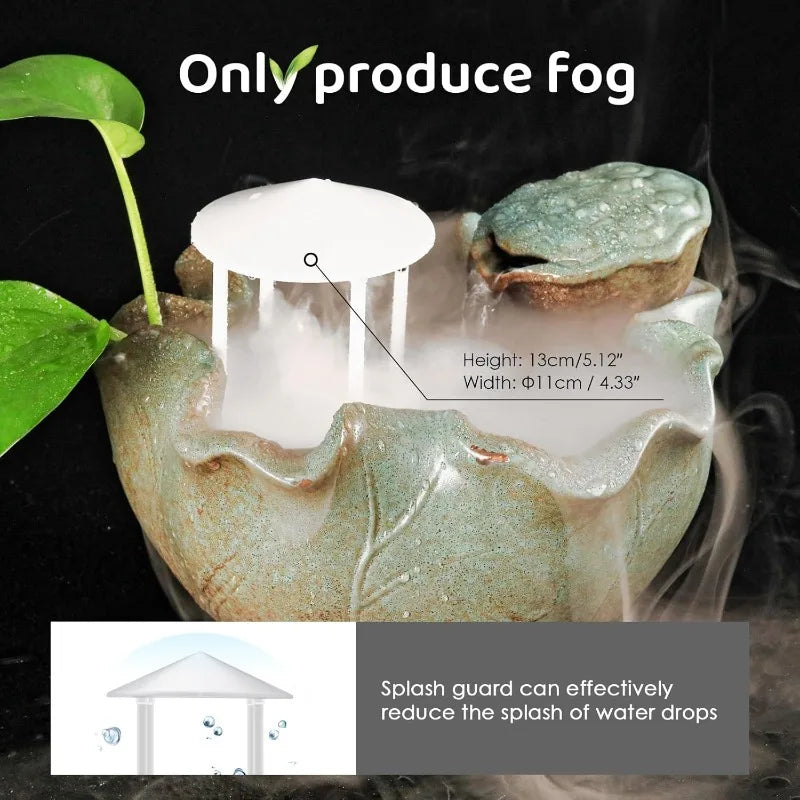 Ultrasonic Mist Maker Fogger USB Humidifier Colorful LED Lights 5V Pond Fountain Atomizer for Pond Rockery with Splash Guard