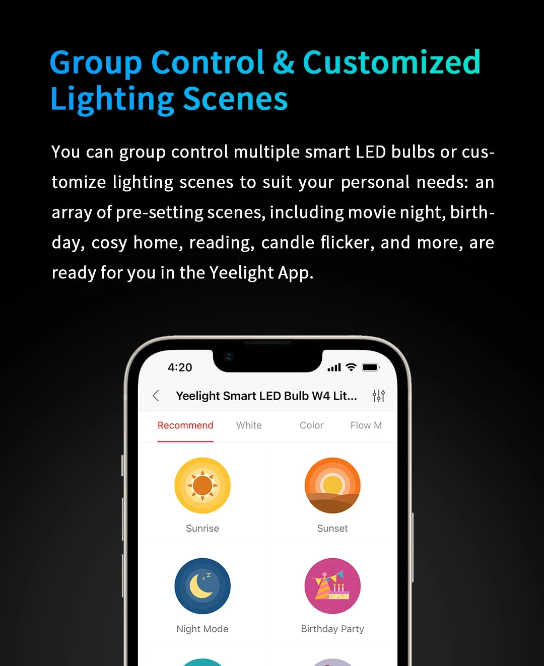 Yeelight Smart LED Bulb W4 Lite E27 BLE+WIFI 800lm 8W 2700-6500K Remote control Smart home Works on Homekit, Google, Alexa
