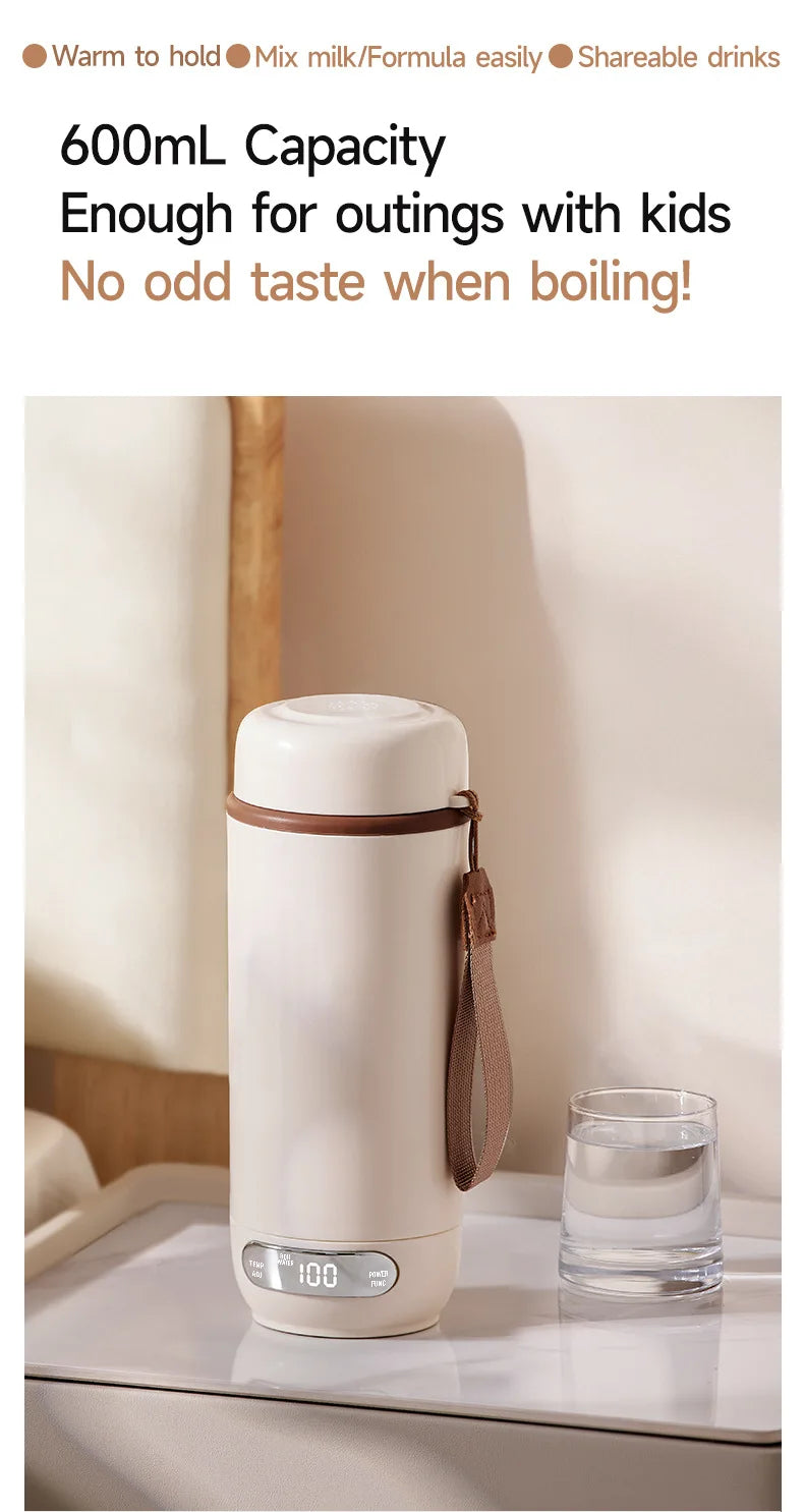 Electric Kettle Portable 600ml Travel Heating Touch Screen Intelligent Adjustable Temperature Thermal Cup