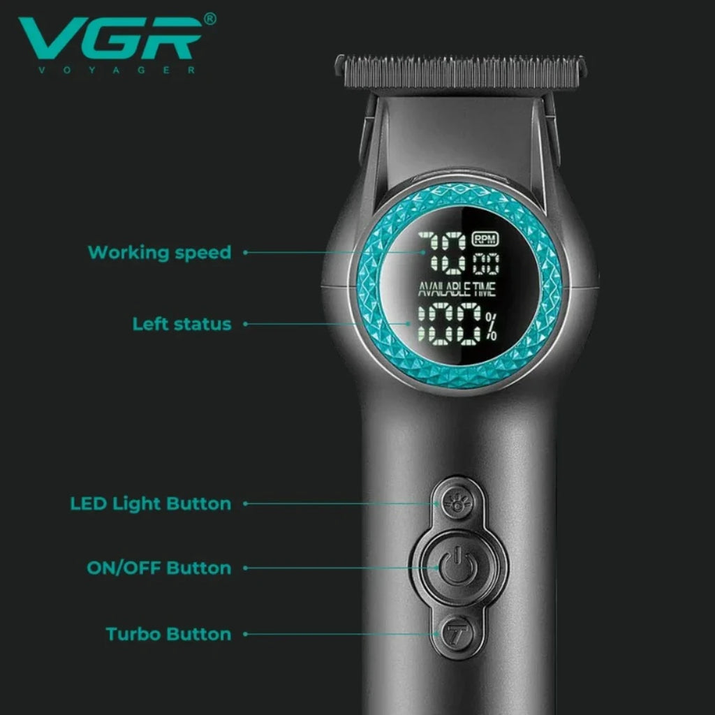 VGR Hair Trimmer Professional Trimmer 8000 RPM Hair Cutting Machine Electric Barber Clippers LED Cordless Clipper for Men V-990