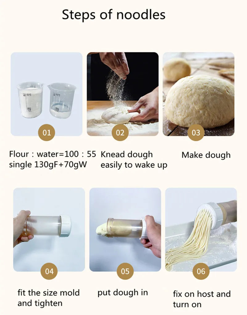 Handheld Household Electric Pasta Machine Wireless Charging Pressure Noodle Gun With Sausage Filling Function
