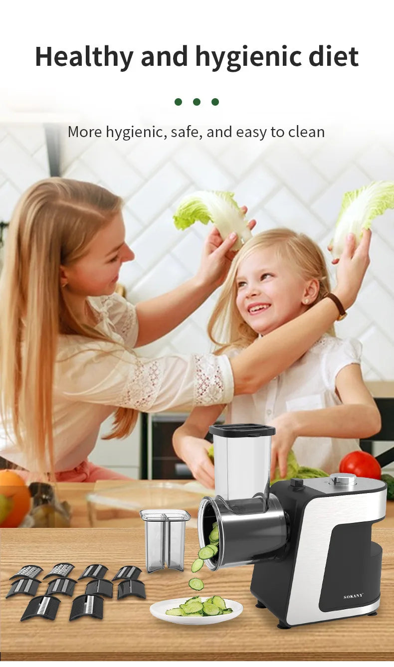 DIVEDEER Electric Vegetable Cutter: Multi-Function Vegetable Slicer and Shredder, All-in-One Potato and Cucumber Shredder