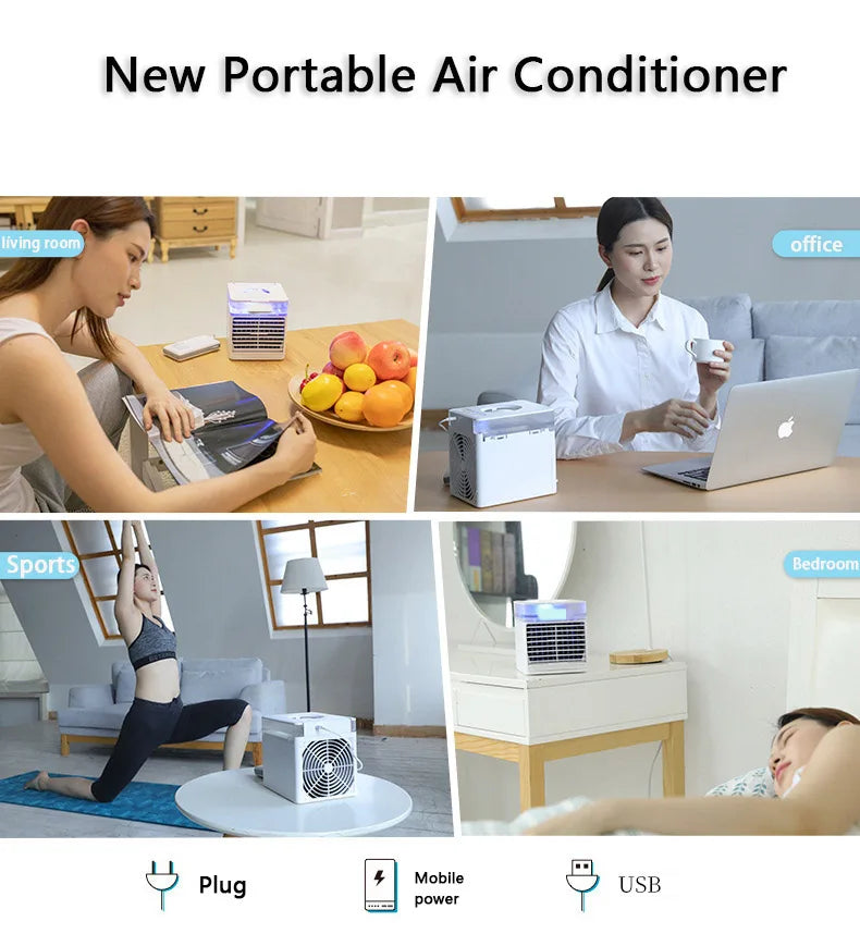 Newly Upgraded Portable Air Conditioner USB Refrigeration Fan with Ultraviolet Germicidal Lamp Desktop Car Air Cooler Hot Sale