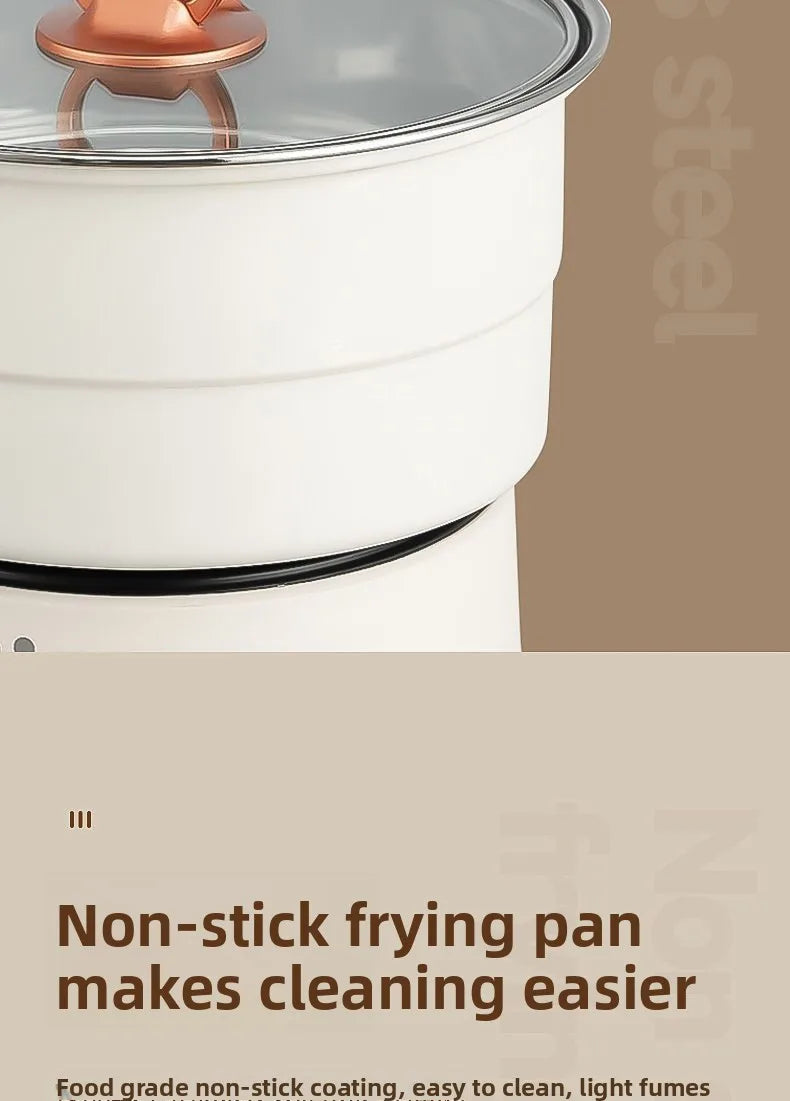 110V/220V Electric Cooker Portable Cooking Pot Foldable Hotpot 1.6L Multi cookers Split Type Rice Cooker Frying Pan Home Travel
