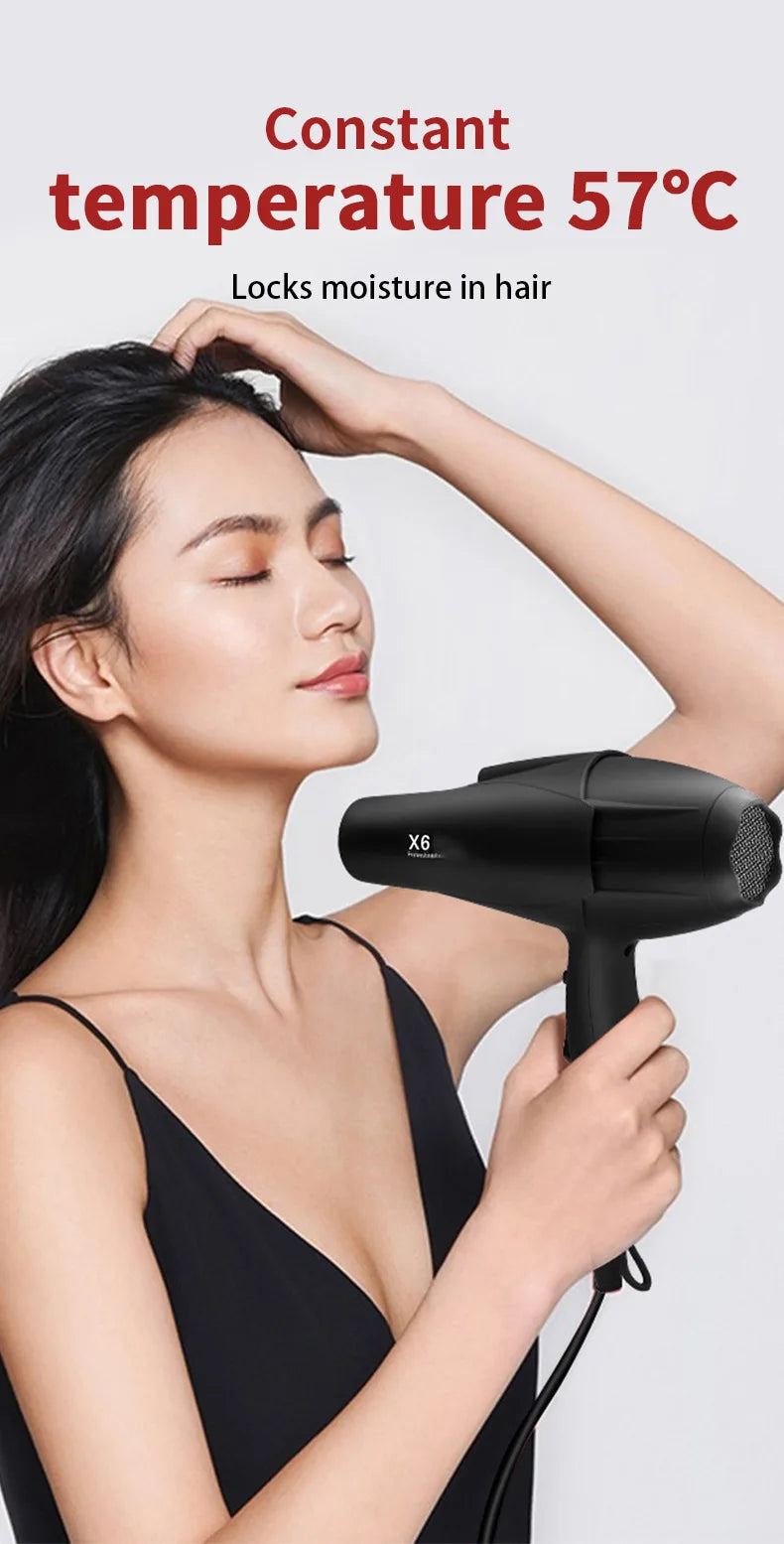 New X6 Hair Salon Professional Hair Dryer 2400W High Power Strong Wind Speed Drying Home Hairdryer Recommended Hairdryer