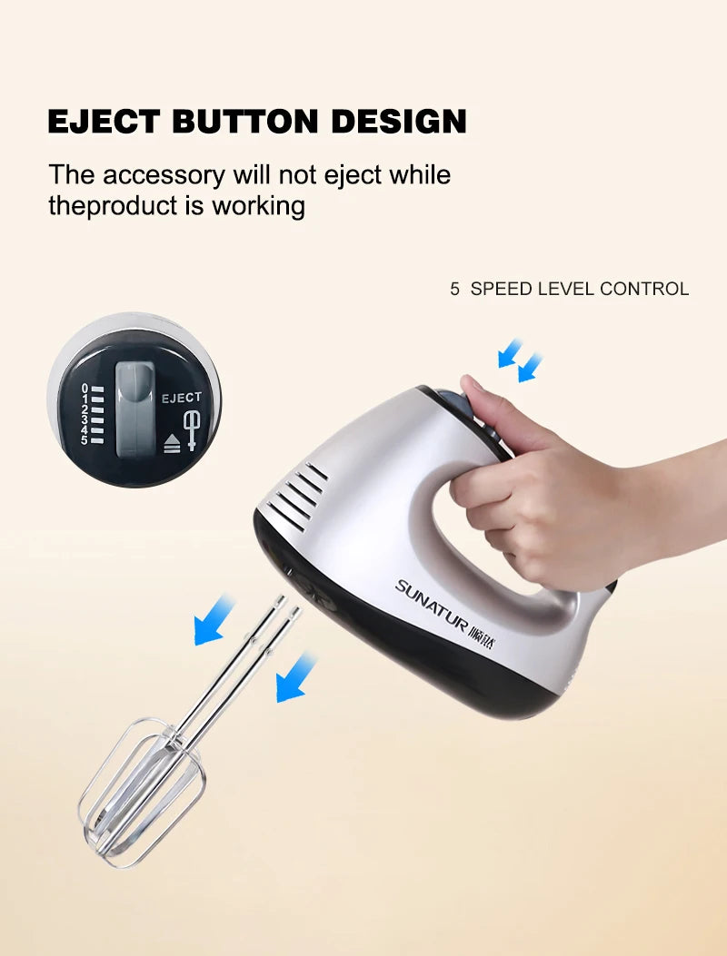 SUNATUR Hand Mixer 110-240V Blender 300W Electric Food Processor 3 in 1 Mixer Kitchen Appliances Machine Mixer for Baking