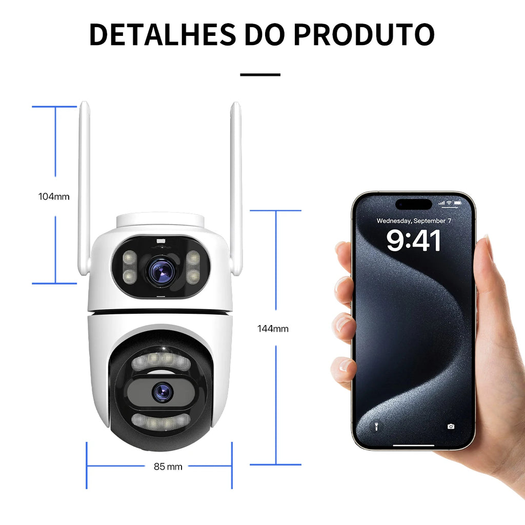 Icsee Wifi Ip Camera Dual Screen Home Security Ptz Camera Ai Tracking Outdoor Video Surveillance Cctv
