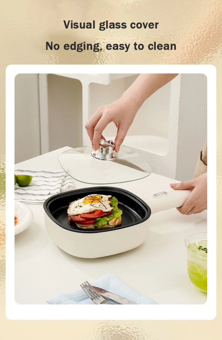 DMWD Electric Frying Pan Household Mini Stir-frying Pot Non-stick Steaks Pancakes Electric Skillet Multicooker 2 Firepower 600W