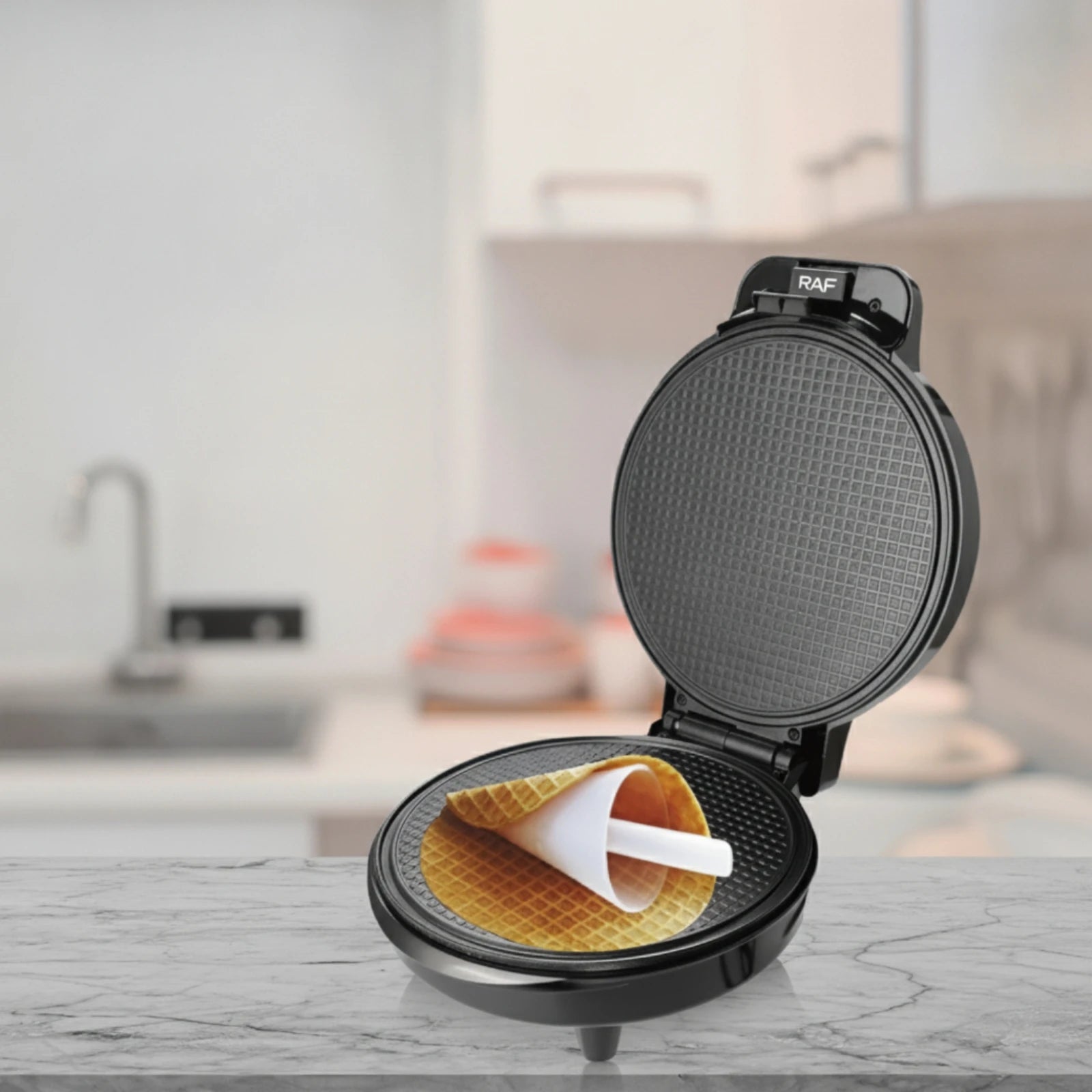 Waffle Cone Maker Electric Waffle Cone Baker Appliance 1000W Machine Space-Saving for Home Cooks, Kitchen Countertop