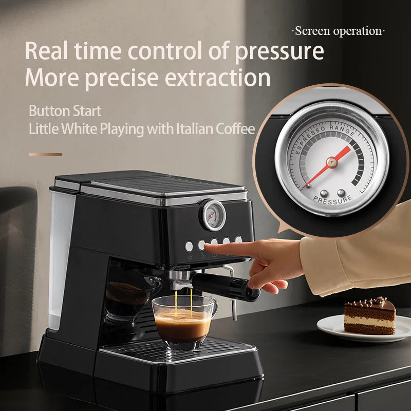 2026 Semi-automatic household coffee machine with high-pressure extraction, frothing and grinding integrated functions