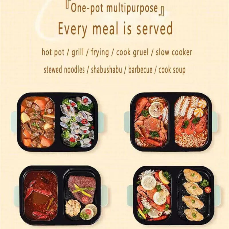 High Quality 2 in 1 Barbecue Cooking Pot Multi Functional Frying Pan Electric Hot Pot