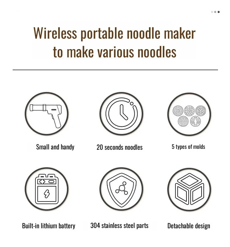 Electric Cordless Noodle Maker Handheld Portable Noodle Press Home Appliances Outdoor Kitchen Home Breakfast Smart Maker