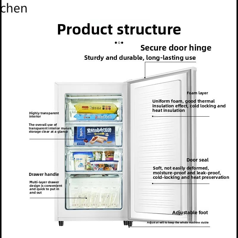 ZMLFreezer Vertical Full Freezer Side Open Door Freezer Small Drawer Air Cooled Frost Free