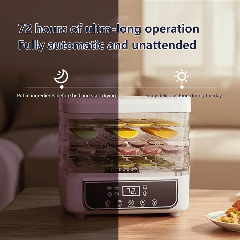A98I-Adjustable Timer& Temperature 5-Tier Transparent Food Dehydrator For Fruits, Herbs, Jerky For Drying