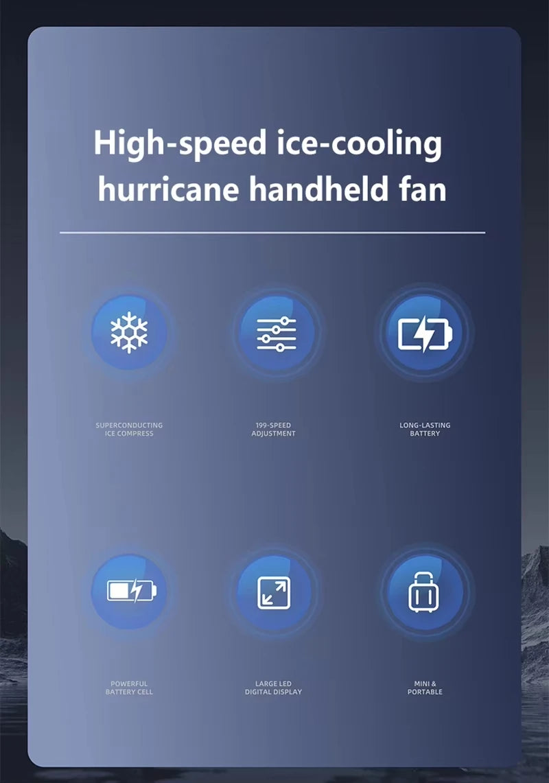 Lenovo 199 High Speed Air Ice Cooler Fan USB Rechargeable Turbo Jet Handheld Fan with Brushless Motor for Outdoor Office Travel