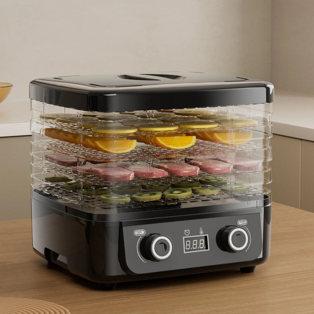 5-Tier Food Dehydrator, BPA-Free Plastic, 160W Drying Power, 30-70℃ Adjustable Temperature, 72H Timer, for Fruits/Herbs/Jerky,