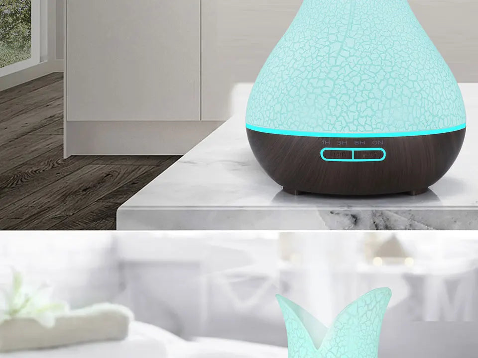 Electric Air Humidifier Remote Control Diffuser Aroma Humidifier Oil Diffuser Ultrasonic Wood Grain Mist Maker 7Color LED Light