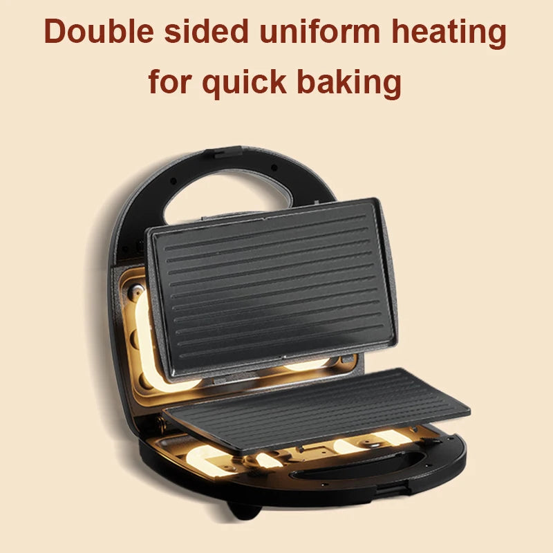 DMWD Electric Egg Sandwich Maker Mini Grilling Panini Baking Plates Toaster Multifunction Non-Stick waffle Breakfast Machine EU