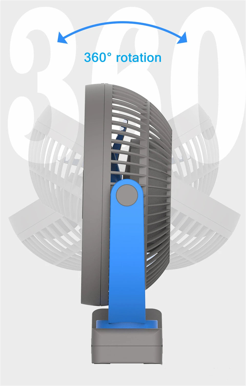 6-Inch Rechargeable Battery Operated Clip on Fan, Air Circulating USB Fan,Portable for Outd Camping Tent Beach or Car
