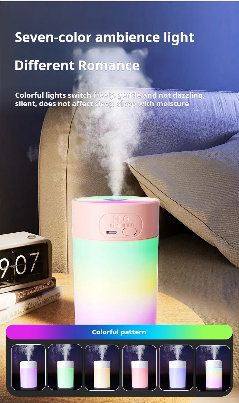 Colorful Atmosphere LED USB Mini Humidifier Car Home Bedroom Air Moisturizer Portable Desktop Aromatherapy Waterless Ultrasonic