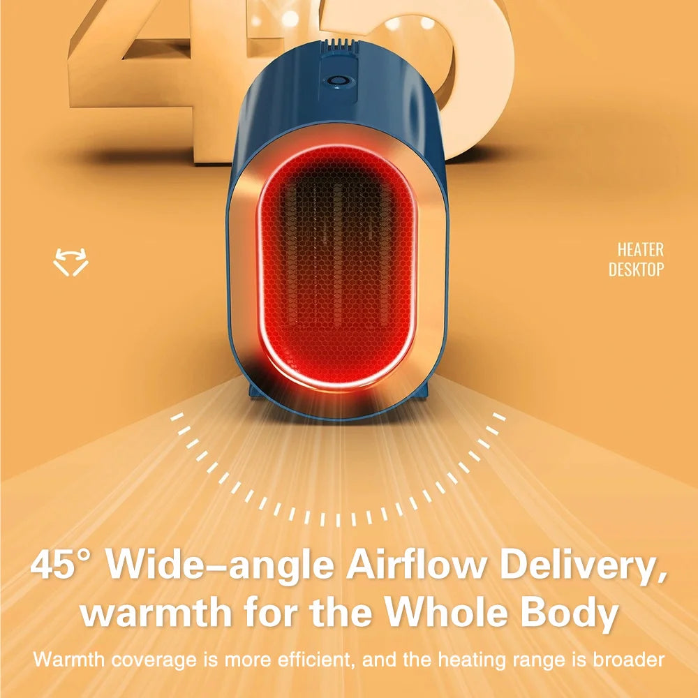 2025 New1200W Portable Electric Heater Mini Desktop Fan Heater Smart Warm Air Machine Home Bedroom Office Winter Heater