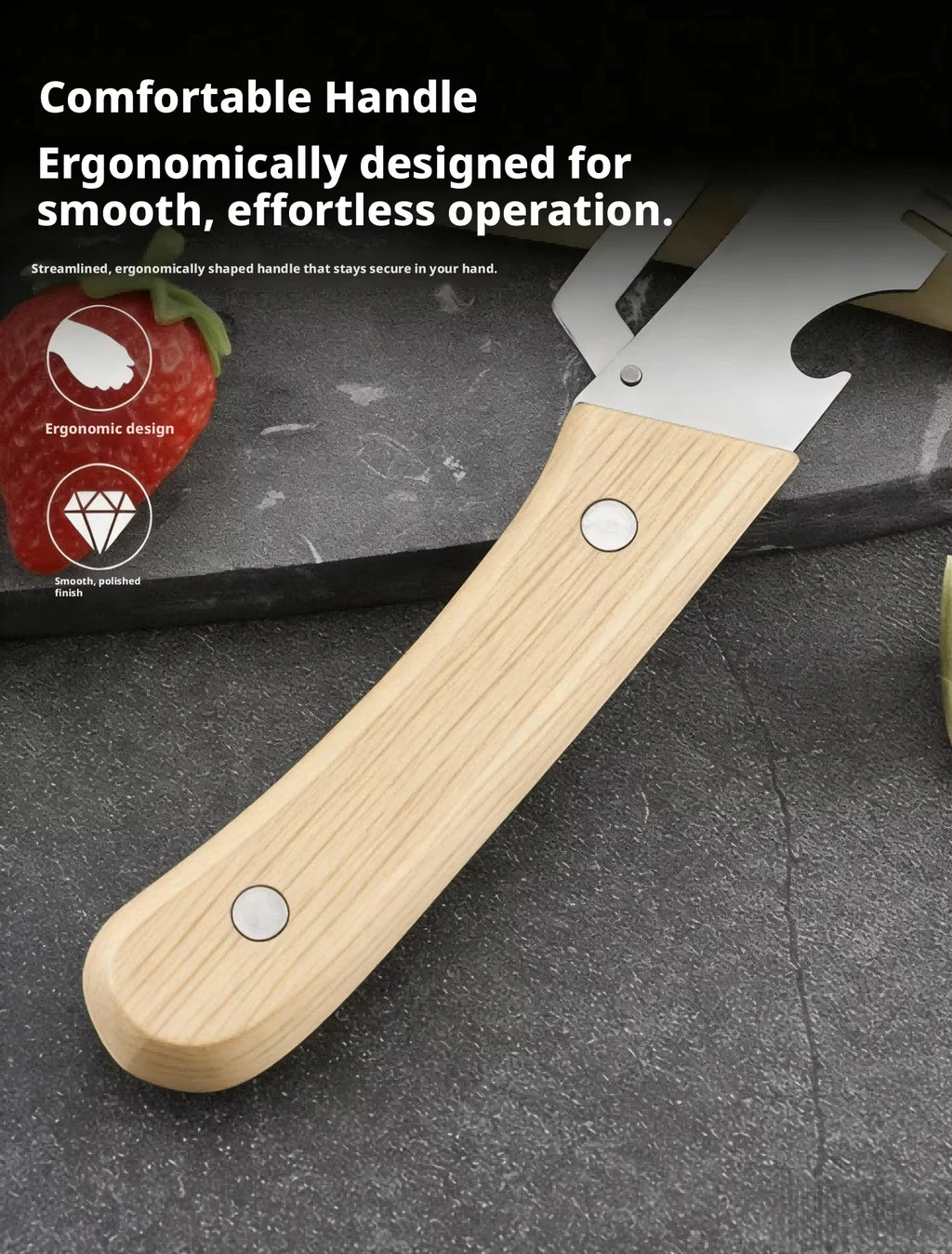 2-in-1 Stainless Steel Peeler Multi-Functional Serrated Vegetable Slicer Fruit Peeling Slicing Wooden Handle New Kitchen Knife