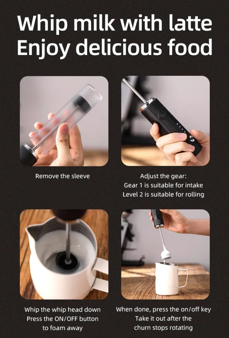 New Bincoo Coffee Frother Rechargeable Milk Foamer Handheld Espresso Tool Coffee Milk Electric Handle Blender Egg Beater