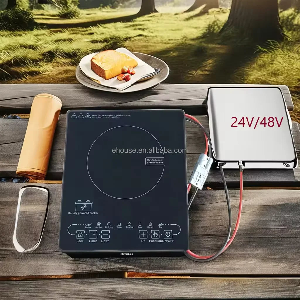 In Stock DC 24V/48V Electric Induction Cooker Photovoltaic Solar Energy Power Bank DC Induction Cooker