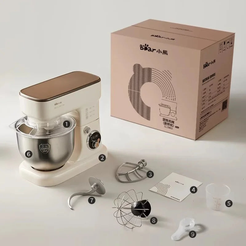 Compact New Stand Mixer Fully Automatic Dough Kneading Mixing Multifunctional Bread Maker for Home Kitchen
