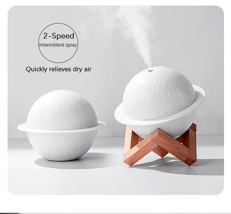Moon Air Diffuser 880ML Aroma Spreader Ultrasonic Portable Air Humidifier USB Air Shooter Full Moon Light Night Home Decor