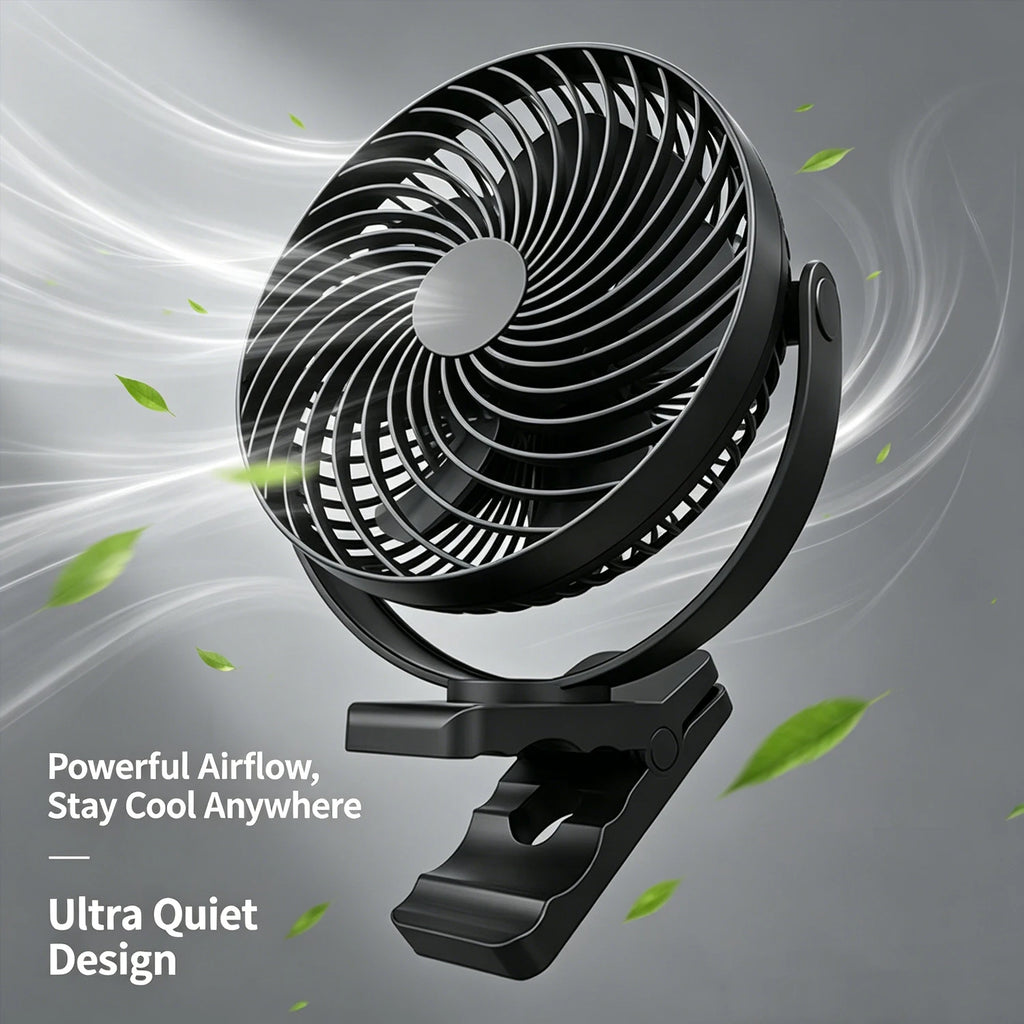6-Inch Rechargeable Battery Operated Clip on Fan, Air Circulating USB Fan,Portable for Outd Camping Tent Beach or Car