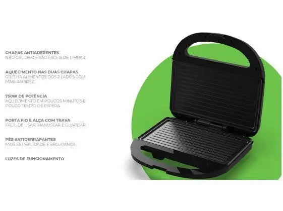 Cadence SanduGrill SAN230 750W Black Grill Sandwich Maker-220V