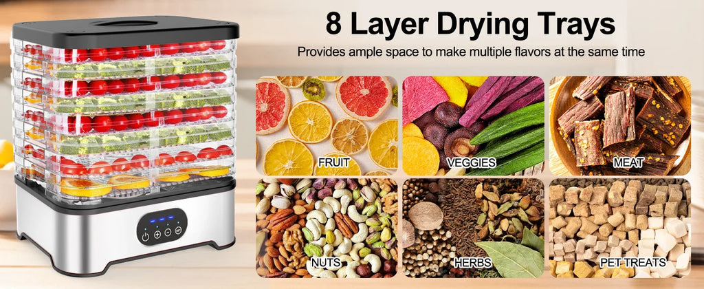 Electric Mini High Efficiency 400W Fruit and Vegetable Food Dehydrator with Plastic Housing for Household Meat and Pet Drying