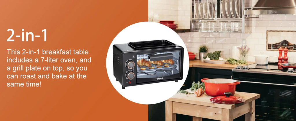 Electric Oven SF-4048A 700W 7L Mini Toaster Oven with Grill Plate Timer Multifunction Baking Cooker for Home Kitchen