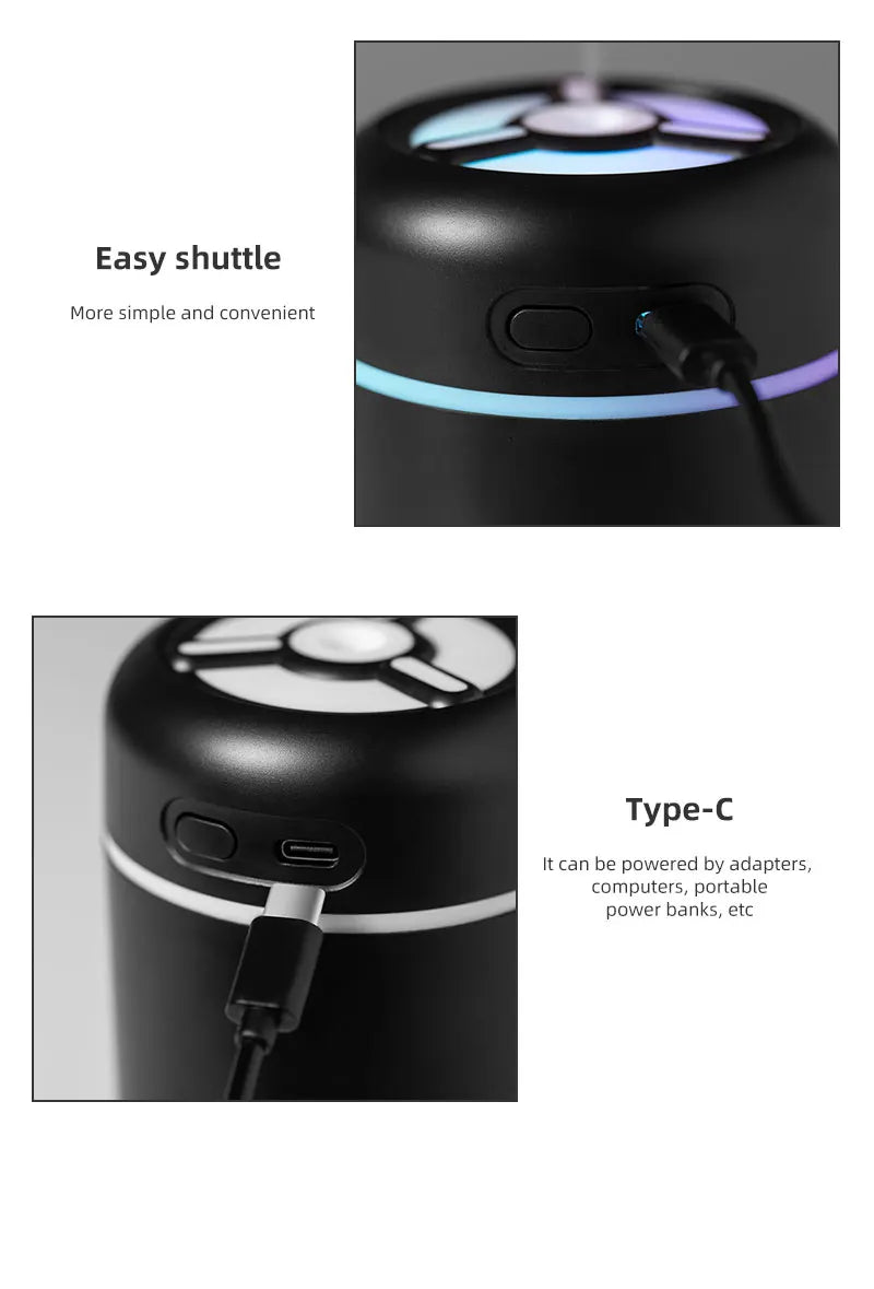 New Portable Colorful Mini Humidifier for Car Home USB Mini Air Humidifier with LED Night Light Silent Ultrasonic Humidifier